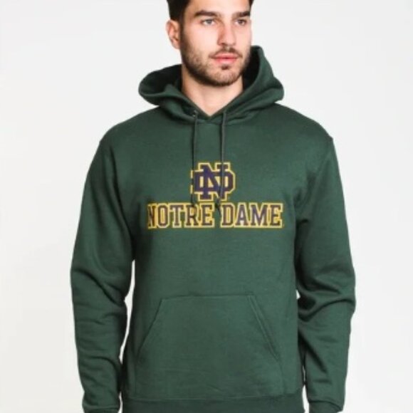 Champion Notre Dame Hoodie Green Purple Gold Sweatshirt Men's Size M - Picture 1 of 10
